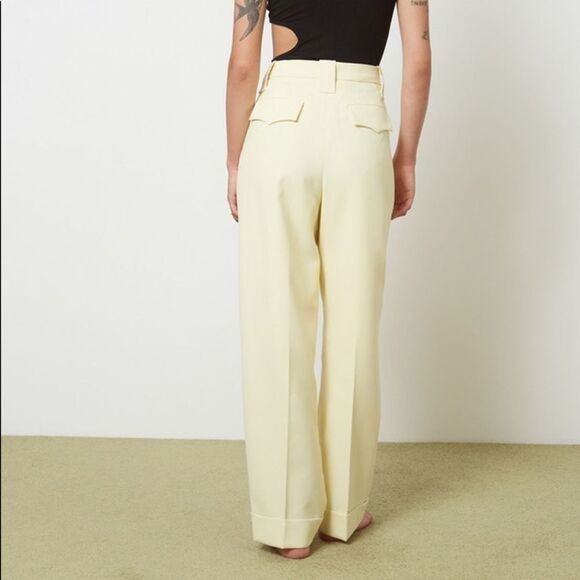🎀SSENSE Ganni sz 42 yellow trousers new no tags banana - Picture 4 of 11